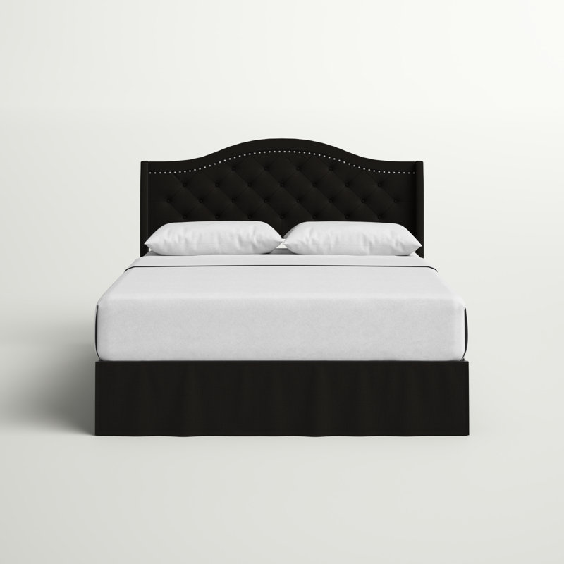 Lit plateforme tapissier Belles, Noir, Grand lit