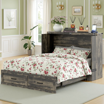 Lit armoire Murphy avec station de charge et tiroir de rangement