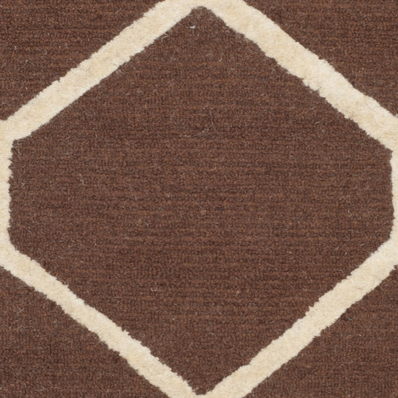 Hand-Tufted Dark Brown and Ivory Wool Geometric Rug, 4' x 6'