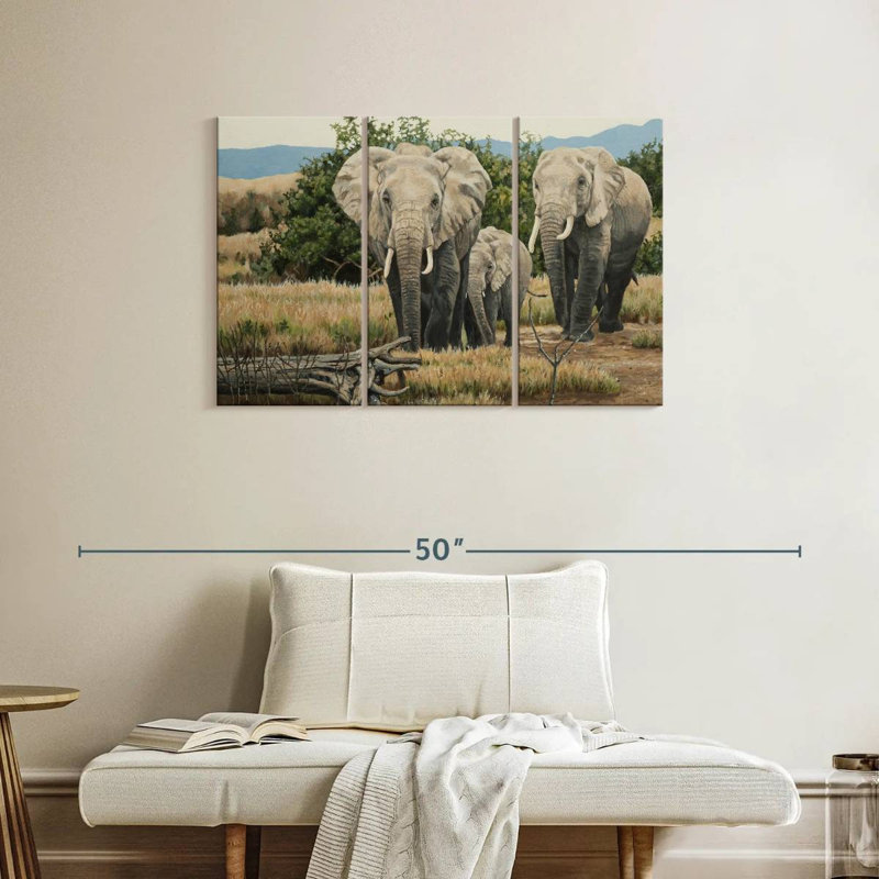 African Giants Elephants, 24" H x 38" W