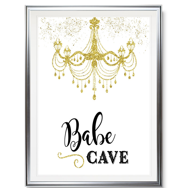 « bébé cave », art textuel, H 24 po x l 20 po x P 1,5 po, Cadre argenté