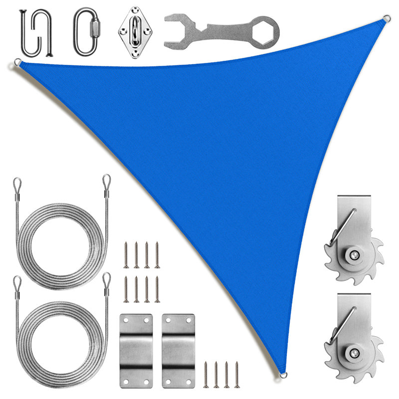 Voile d'ombrage triangulaire Royal Shade avec treuil d'installation, Bleu, 28 pi x 28 pi x 28 pi