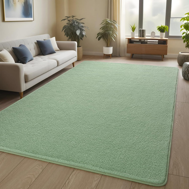 Solid Colour Shag Area Rug, Rectangle 122 x 183 cm, Sage Green