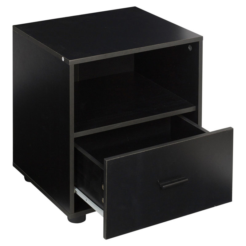 Lashley 40 cm W Bedside Table, Black