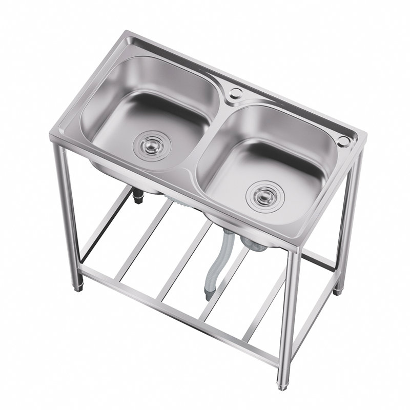 Belfry Kitchen 425mm W Double Bowl Stainless Steel Freestanding Kitchen Sink