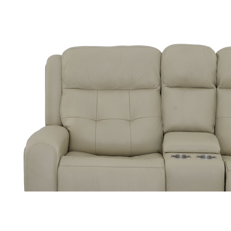 Grant 76" Leather Reclining Sofa, Ivory Genuine Leather
