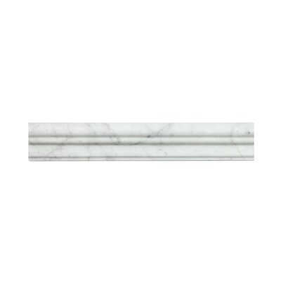 Bianco Carrara 2"" x 12"" Polished Marble Pencil Liner Tile Trim in White/Gray -  Stone & Tile Shoppe, HL-BIA-CAR-MOLCRW