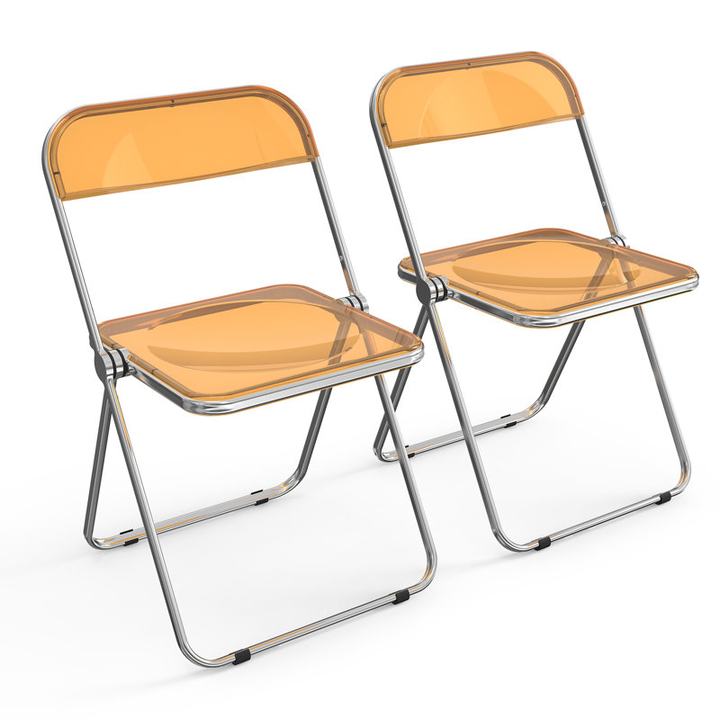 Alcorn Steel Stackable Folding Chair Folding Chair Set, Orange