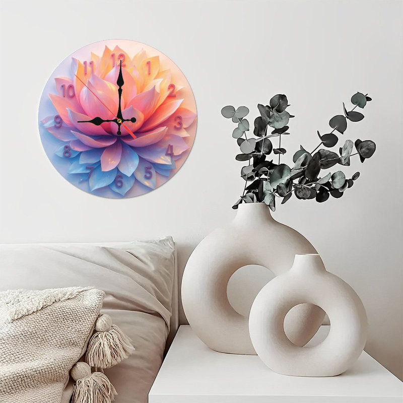 Magnifique horloge murale fleur de lotus