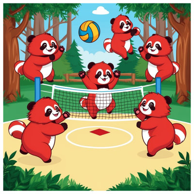 Housses de couette Pandas jouant au volleyball