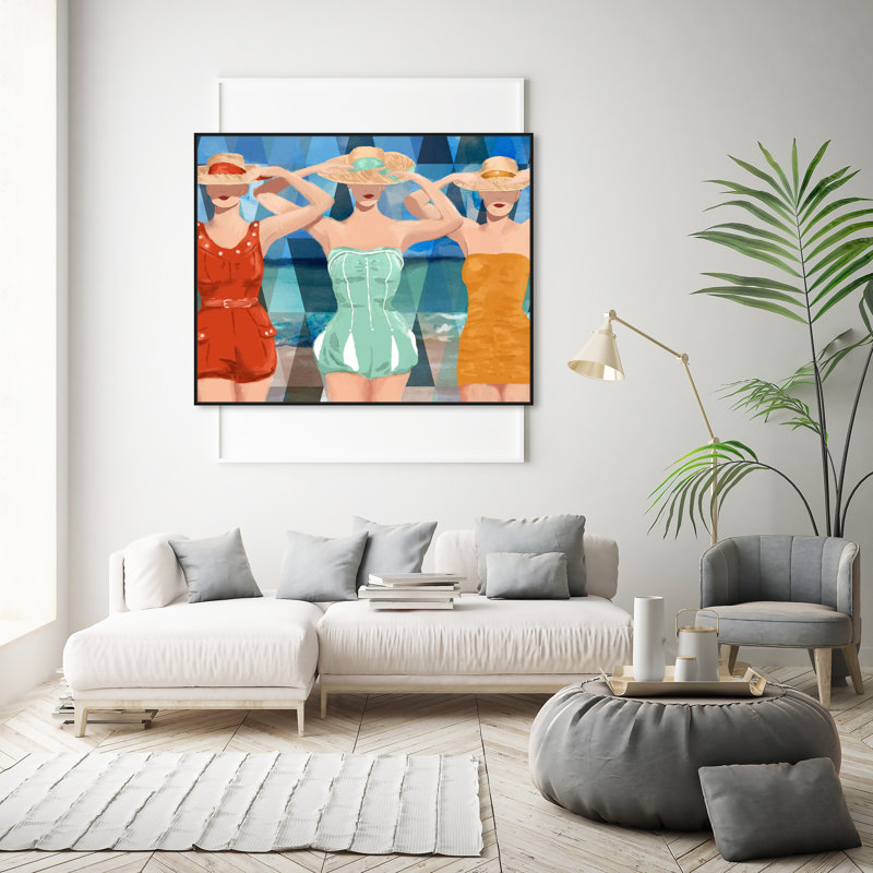 «Piscine Beauties», reproduction d'art sur toile tendue, H 36 po x l 45 po, Cadre noir