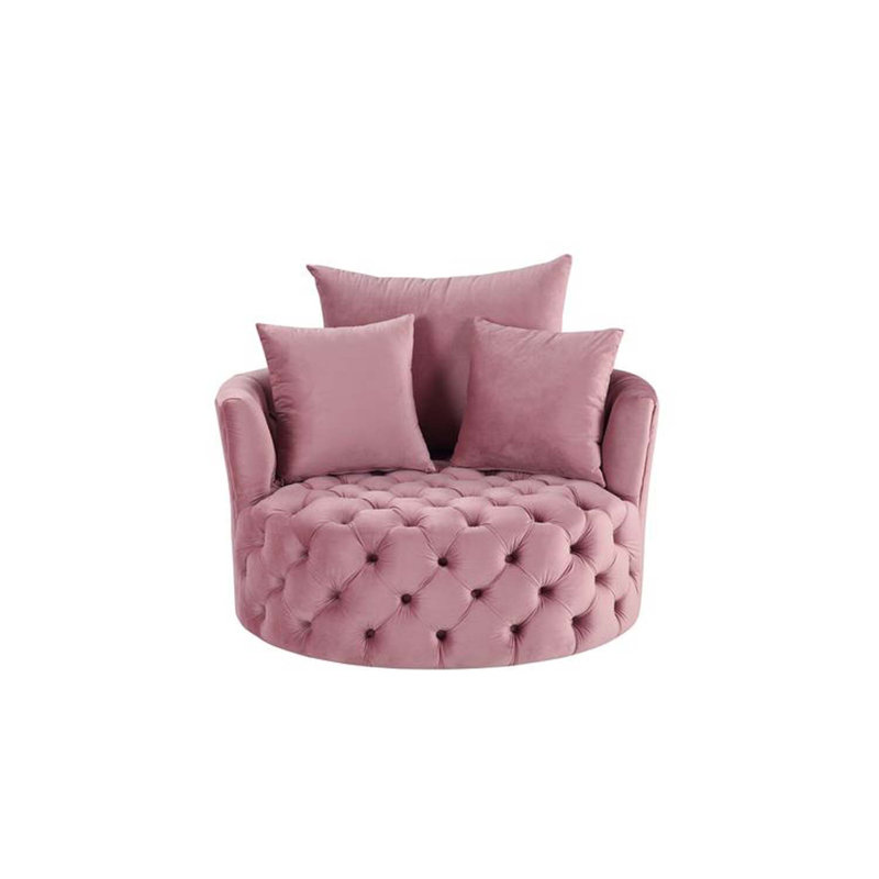 Chaise d'appoint Zunyas avec pivot, velours rose, Rose