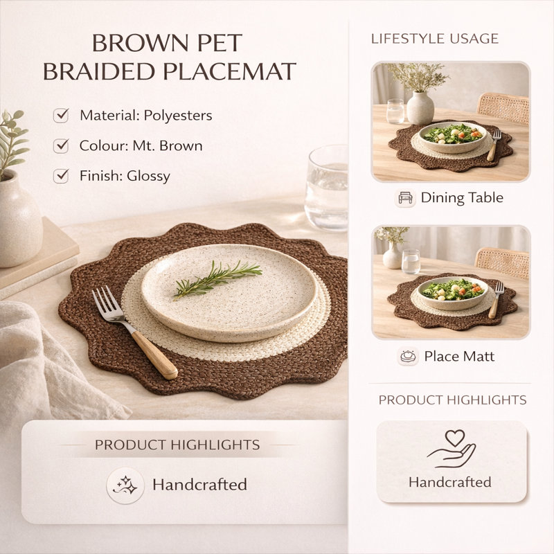 Polyester Solid Colour Placemat, Brown