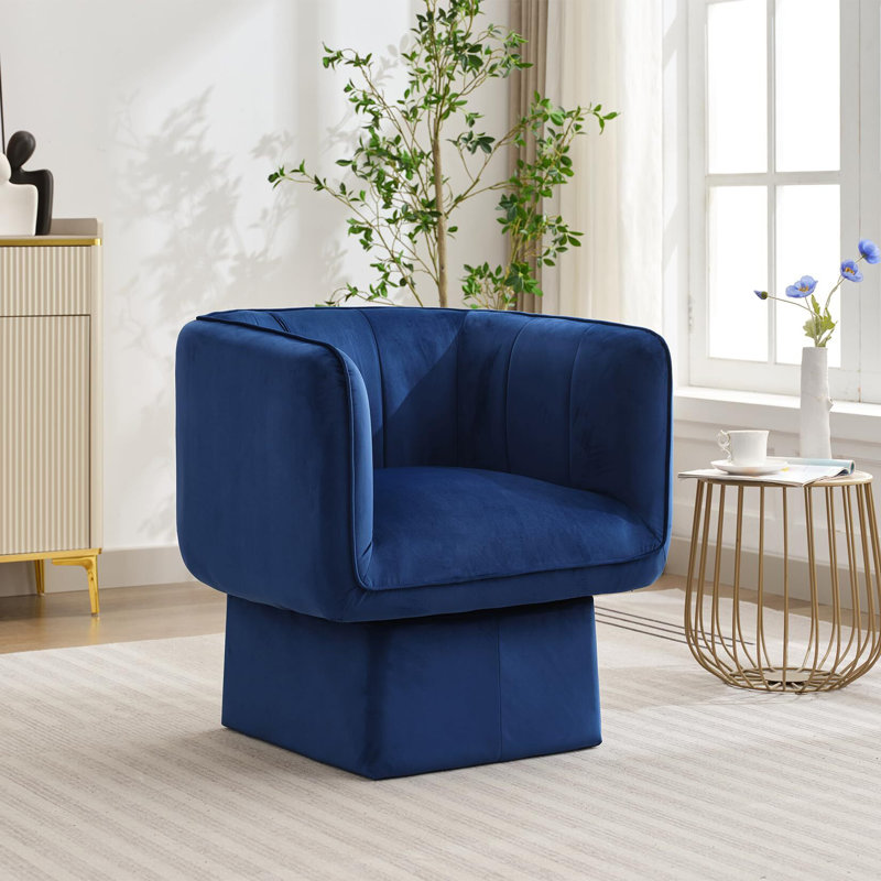 Fauteuil d'appoint pivotant demi-tonneau, canapé d'appoint rond Mid-Century à 360 °, Velours orange