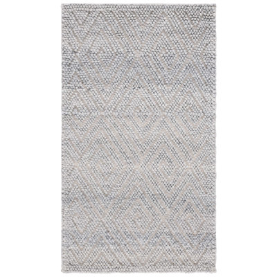 Natura Hand Woven Wool Pet Cotton Geometric Rug in Gray