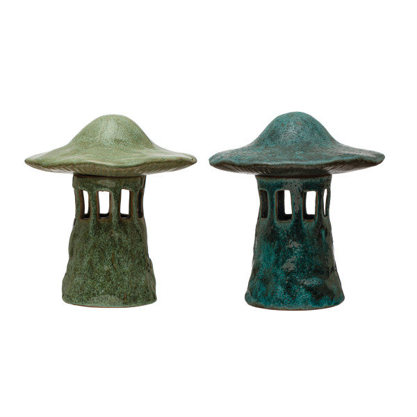 Round Stoneware Mushroom Lanterns