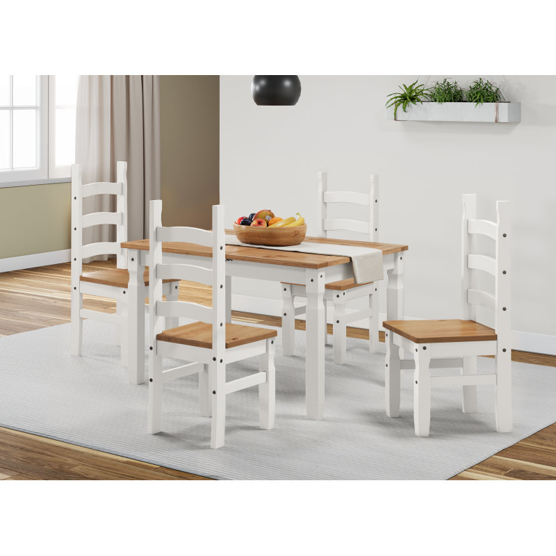 Corona White Small Extending Dining Table & 4 Chairs