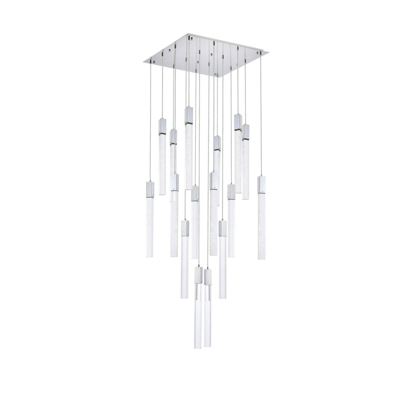 Luminaire suspendu rectangulaire à 16 lumières Aliha, Chrome
