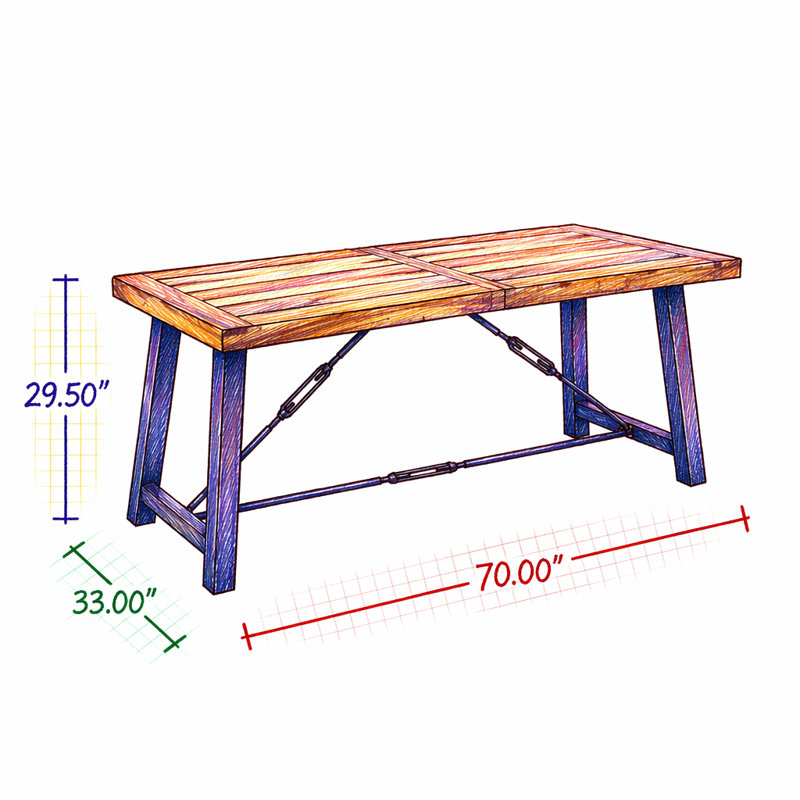 Table de salle à manger d'extérieur en bois d'acacia