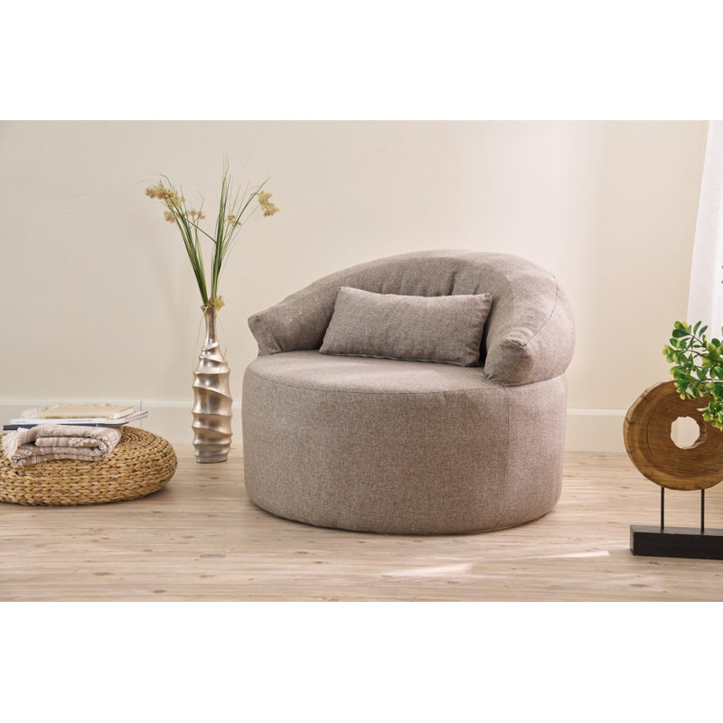Élégant canapé à 1 place, tissu de texture de lin brun, 39,4 x 27,6 x 31,5 pouces | 100% polyester et mousse, mousse souple 30 pintes pour plus de confort | Aucune structure intérieure rigide, écologique, aucun assemblage requis | Parfait pour le salon, la chambre à coucher ou le bureau