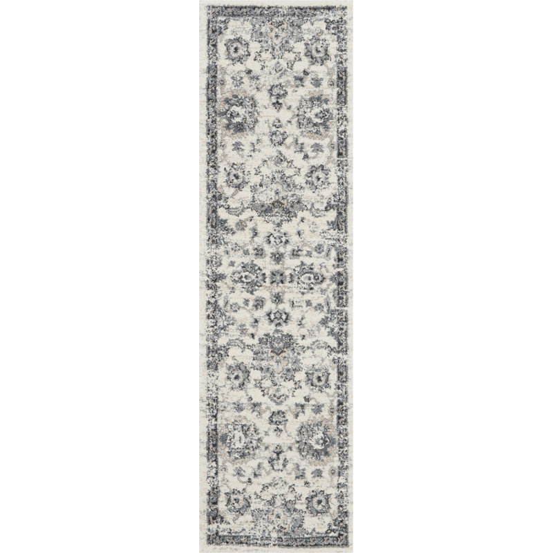 Tapis crème d'inspiration persane Lashanda, Tapis de couloir 2 pi 2 po x 7 pi 6 po