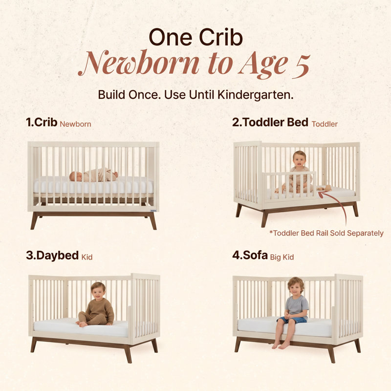 Soho 3-in-1 Convertible Crib, Almond Milk/Walnut