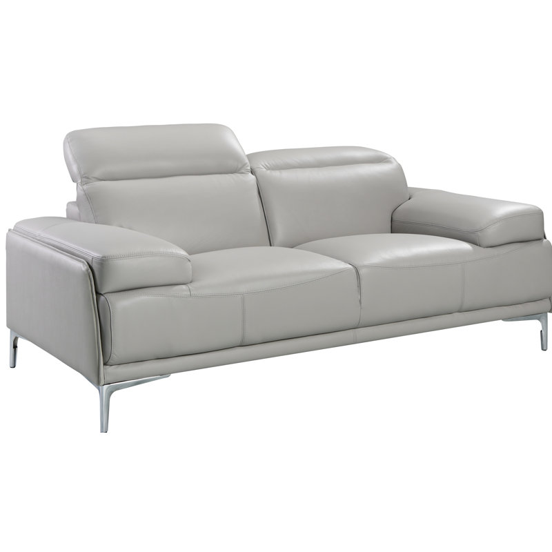 Mcglynn 72'' Faux Leather Loveseat, Gray Faux Leather