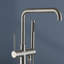 Robinet de baignoire autoportant à poignée simple avec douchette à main Topcraft, nickel brossé-51724473