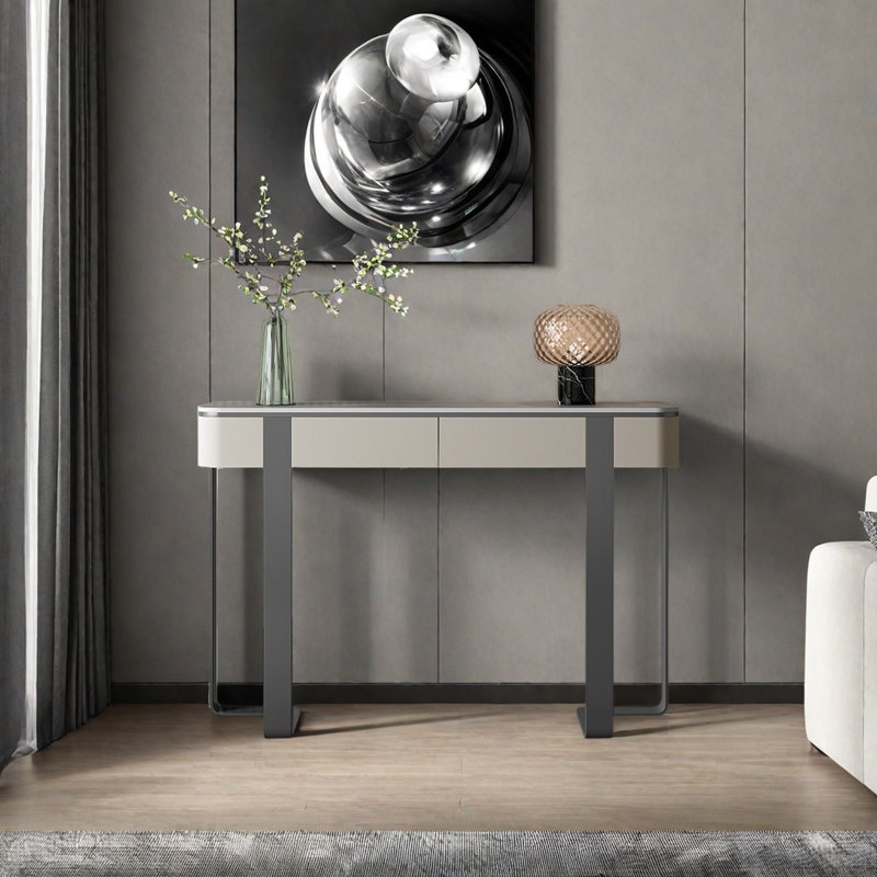 Console moderne de luxe moderne, H 33,46 po x l 47,24 po x P 13,78 po, Gris, Gris