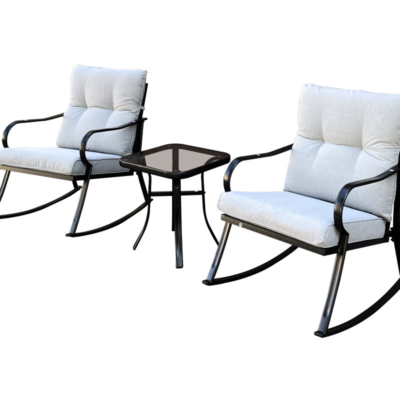 Rocker Chair With For Patio - Ergonomic Design, Soft Cushions, Stable Metal Deck And , Backyard Porch