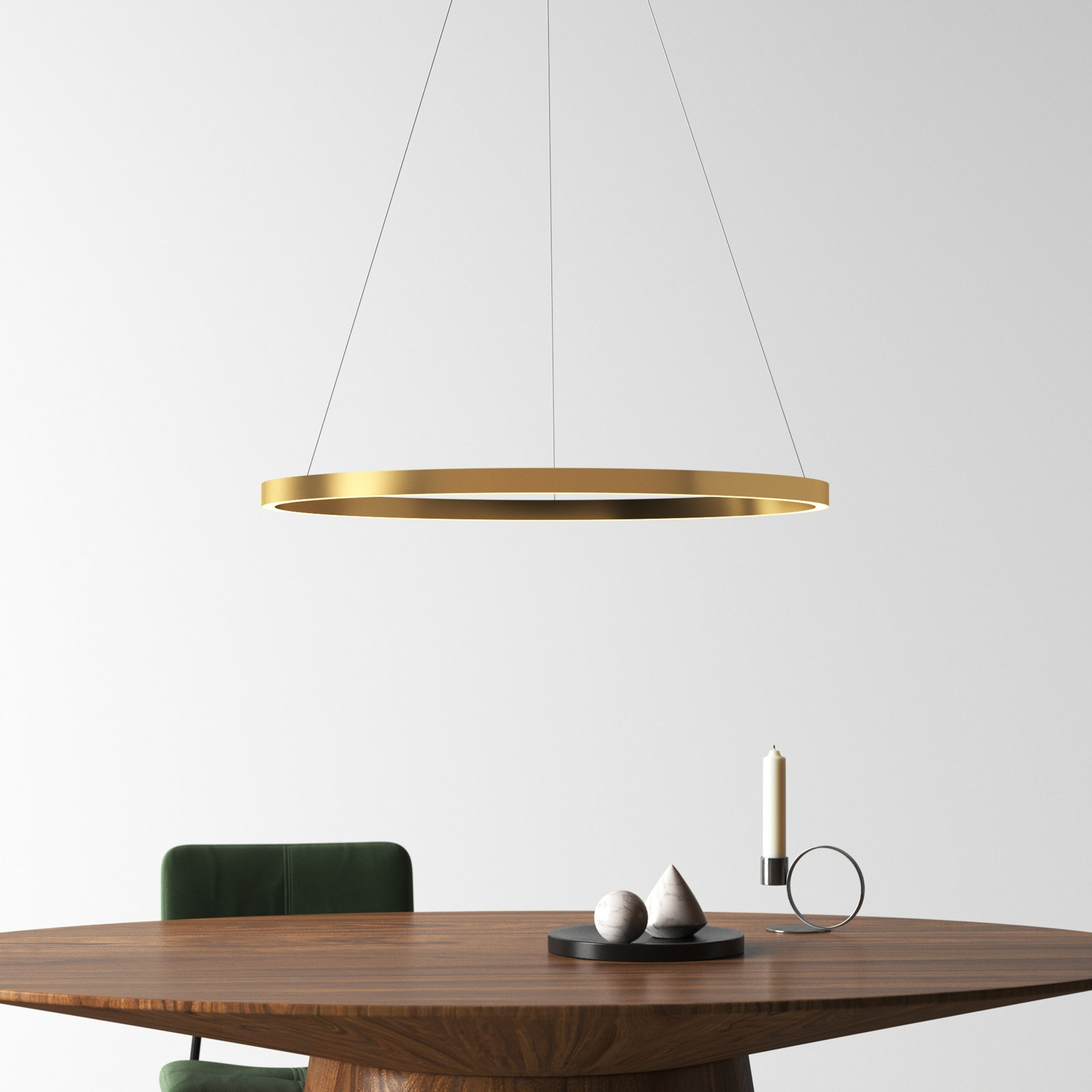 Mills Single Light Dimmable LED Pendant, Gold, 1.5" H x 39.5" W x 39.5" D
