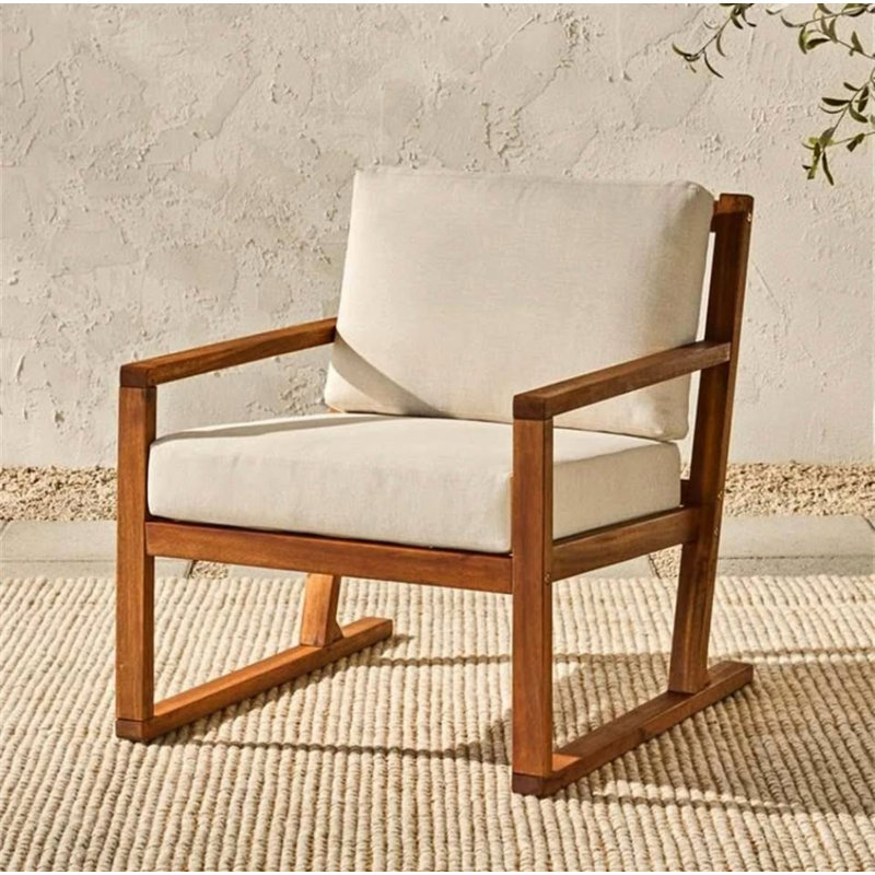 Modern Slat Back Wood Club Chair - Brown