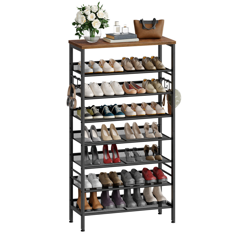 24-32 Pair Stackable Shoe Rack, with Adjustable Flat or Angled Shelves