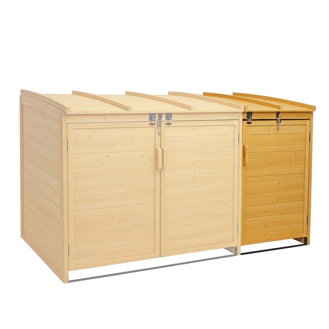 XL 1er-/2er-Mülltonnenabdeckungserweiterung MCW-H75, Mülltonnenbox, 116x66x92 cm, FSC-zertifiziertes Holz