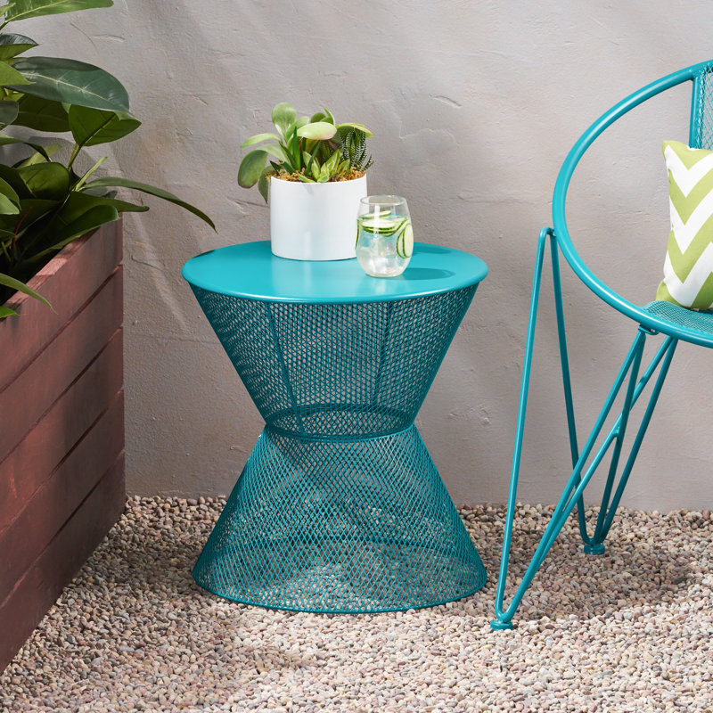 Table d'appoint en fer Yoshida, Bleu sarcelle mat