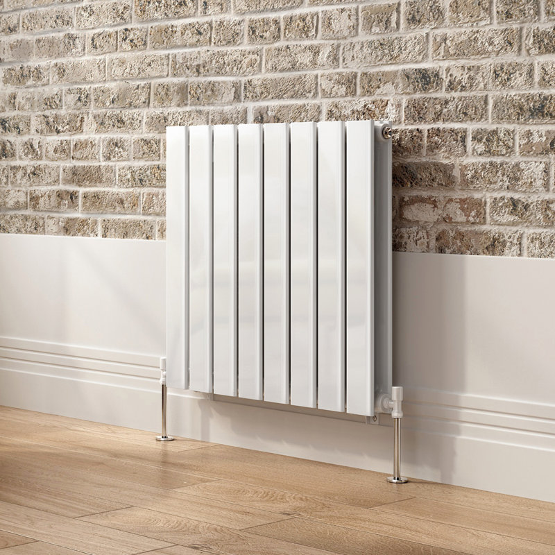iBathUK Belgravia Horizontal Double Slim Flat Panel Radiator (KDW229), White, 60cm H x 60.8cm W x 6.9cm D