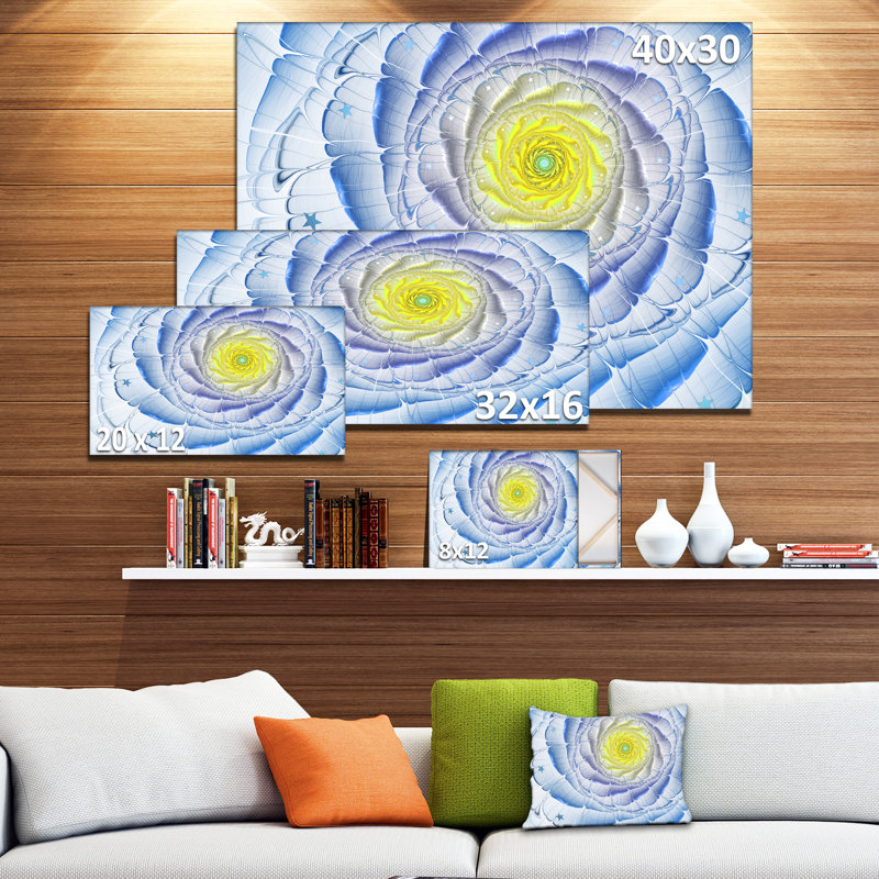 «Blue Yellow Fractal Flower», impression sur toile tendue, H 16 po x l 32 po x P 1 po