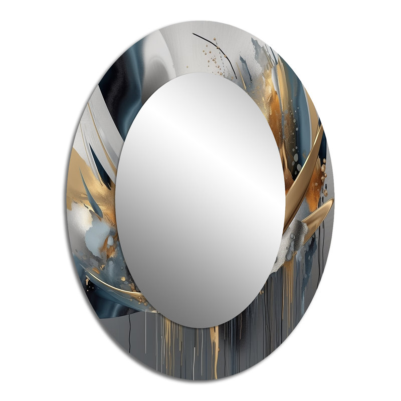 Abstract Shapes And Infinity Lines I - Modern Oval Wall Mirror, 40" x 30"