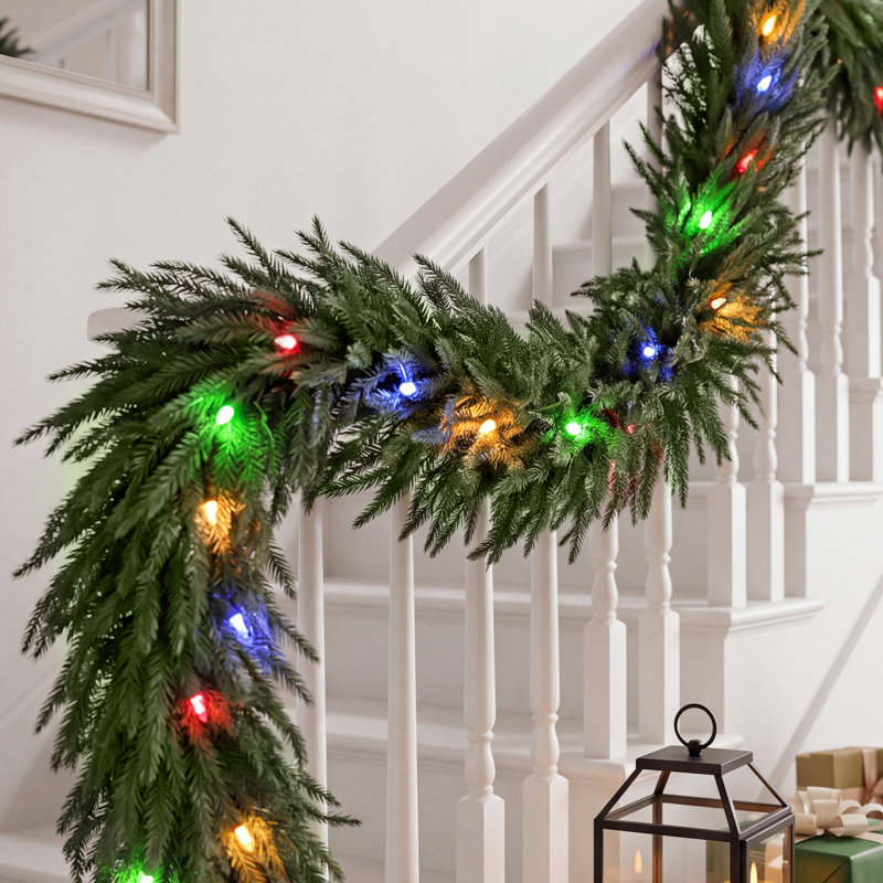 Guirlande de Noël avec lumières DEL multicolores, télécommande, minuterie et 12 modes, 9FT