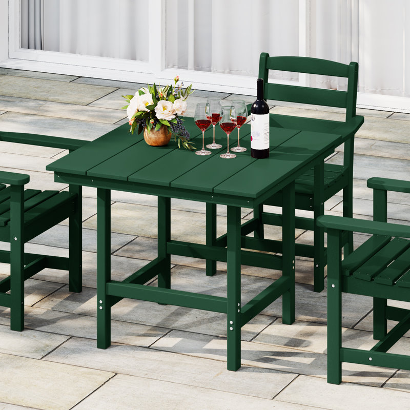 36" Square Patio Dining Table, Dark Green