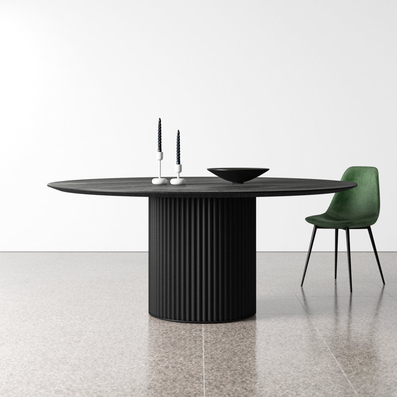 Ebano Round Pedestal Dining Table with Wood Grain Finish