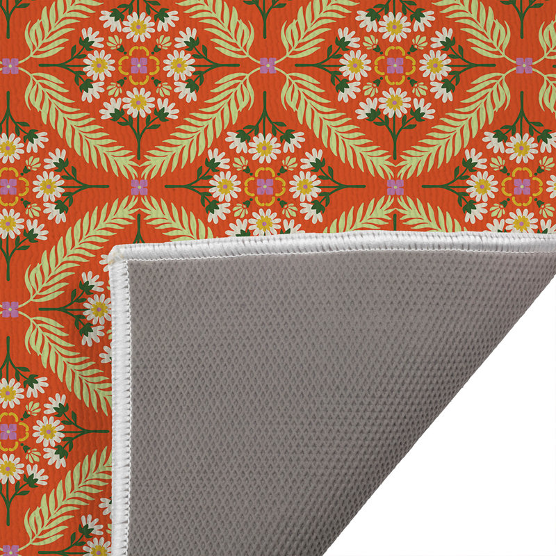 Tapis de toilette rectangulaire absorbant et antidérapant Eden, 24" L x 17" W, Orangeade Floral