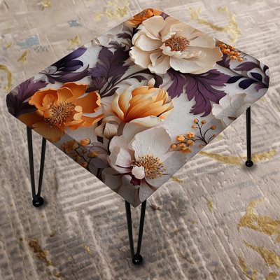Cottage Flowers Composition II Upholstered Ottoman