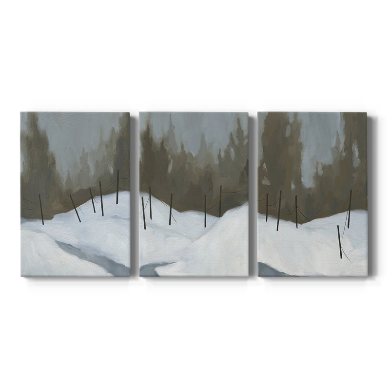 Deep Snow II - Toile tendue avec châssis sur mesure - 3 pièces, H 12 po x l 24 po