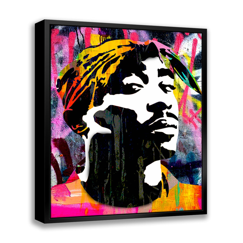 Tupac Rap Pop Art-Giclee on Canvas with Float Frame Vertical, 30" H x 24" W