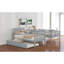 Lit plateforme simple en pin massif avec lit superposé simple et gigogne avec rangement latéral, gris neutre-129225192