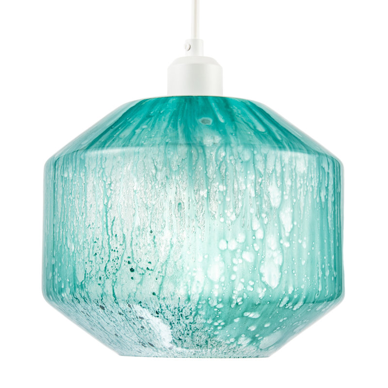 Modern Aqua Teal Reactive Mottled Glass Pendant Ceiling Light Shade By 