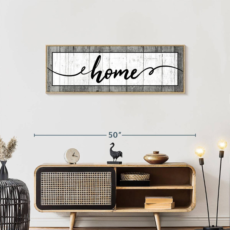 Plaque murale typographique en bois, Cadre flottant en bois naturel, 43 po x 15 po