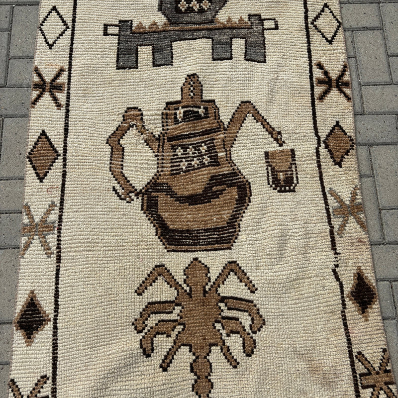 Tapis de couloir patchwork en laine 3,2 x 11,2 pi, traditionnel rétro moderne