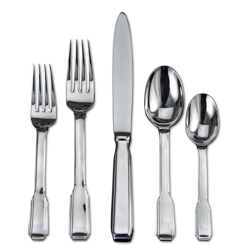 Art Deco 5 - Piece Stainless Steel Flatware Set - Service for 1